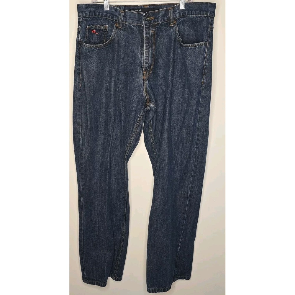 Rocawear Jeans Mens 40x32 Blue High‎ Rise Dark Wash Classic Fit Cotton Y2K Denim